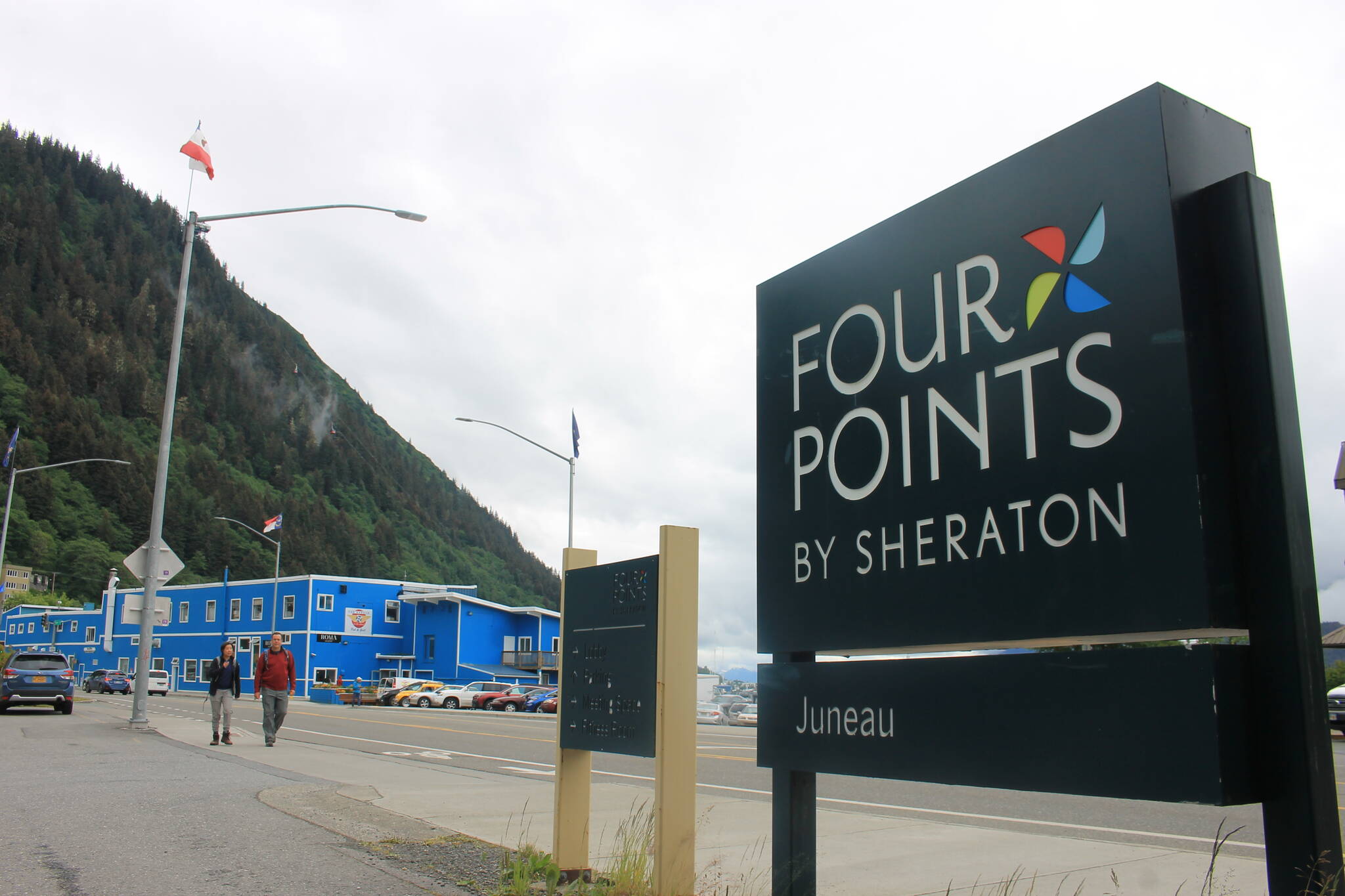 The Four Points by Sheraton Hotel sits across from Gastineau Channel along Egan Dr. in downtown Juneau. According to hotel operators across Juneau, they have seen an increase in the number of booking this summer compared to last. (Clarise Larson / Juneau Empire)