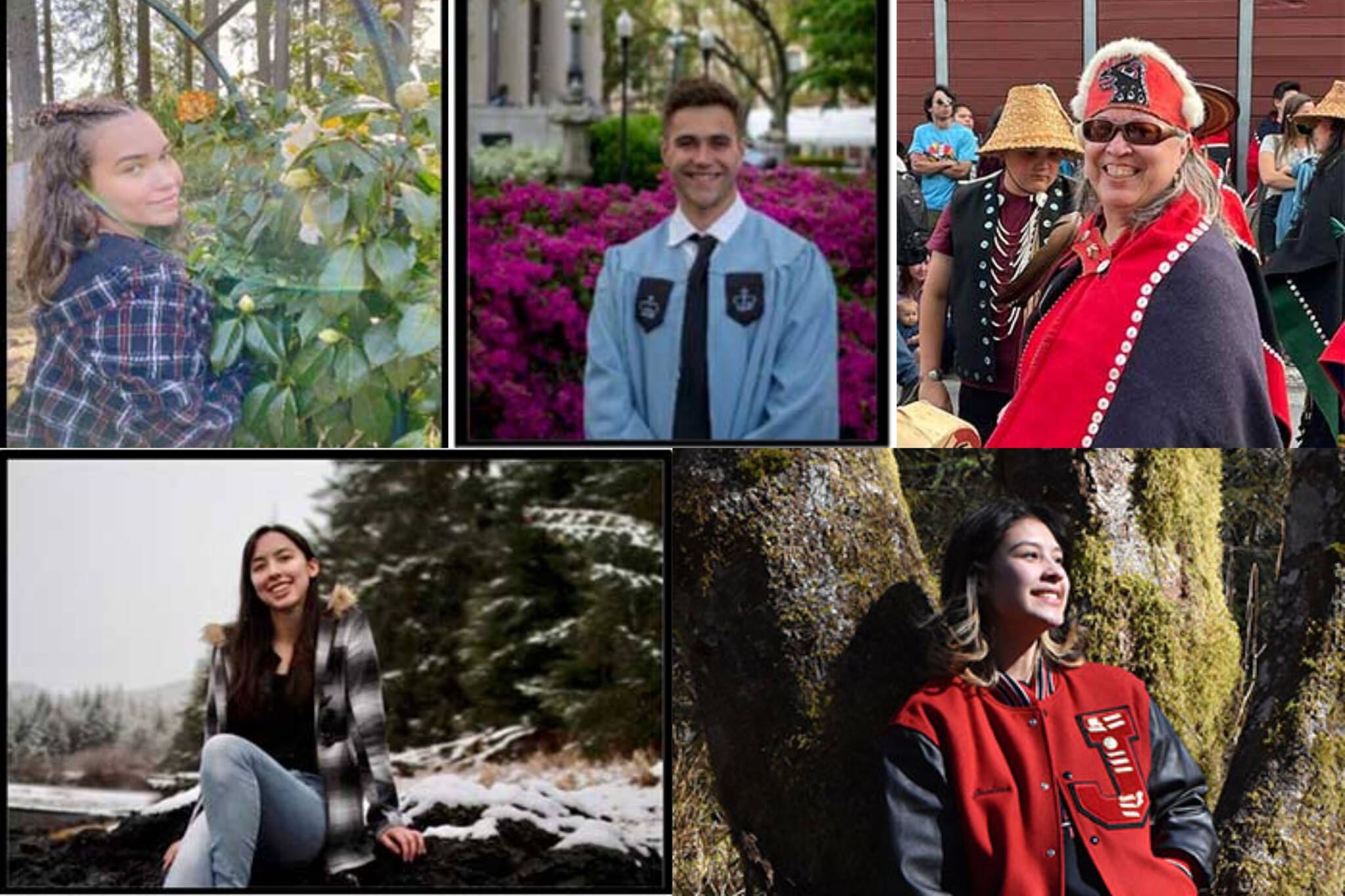 This combination image shows Ethel Lund Visionaries in Healthcare Scholarship recipients Delainey Steffe, Michael David Del Cesar, Gloria Eyon, Chariety Moler and Trinity Jackson. The scholarship offers funds to Southeast Alaska Native students pursuing studies in the health care field. (Courtesy Photos / Healing Hand Foundation)