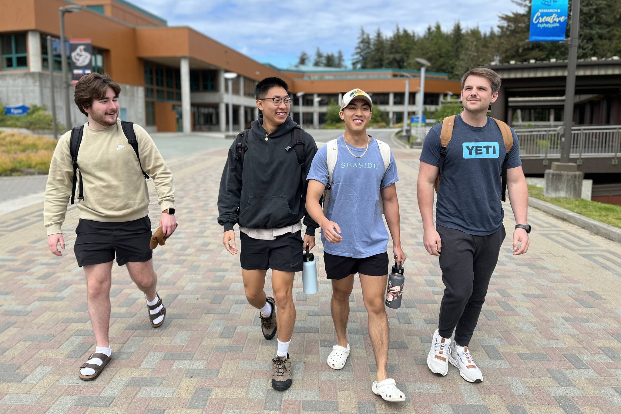 Jonson Kuhn / Juneau Empire 
UAS students en route between summer classes on campus. 2022 is the second year students have been back in person since the pandemic.
