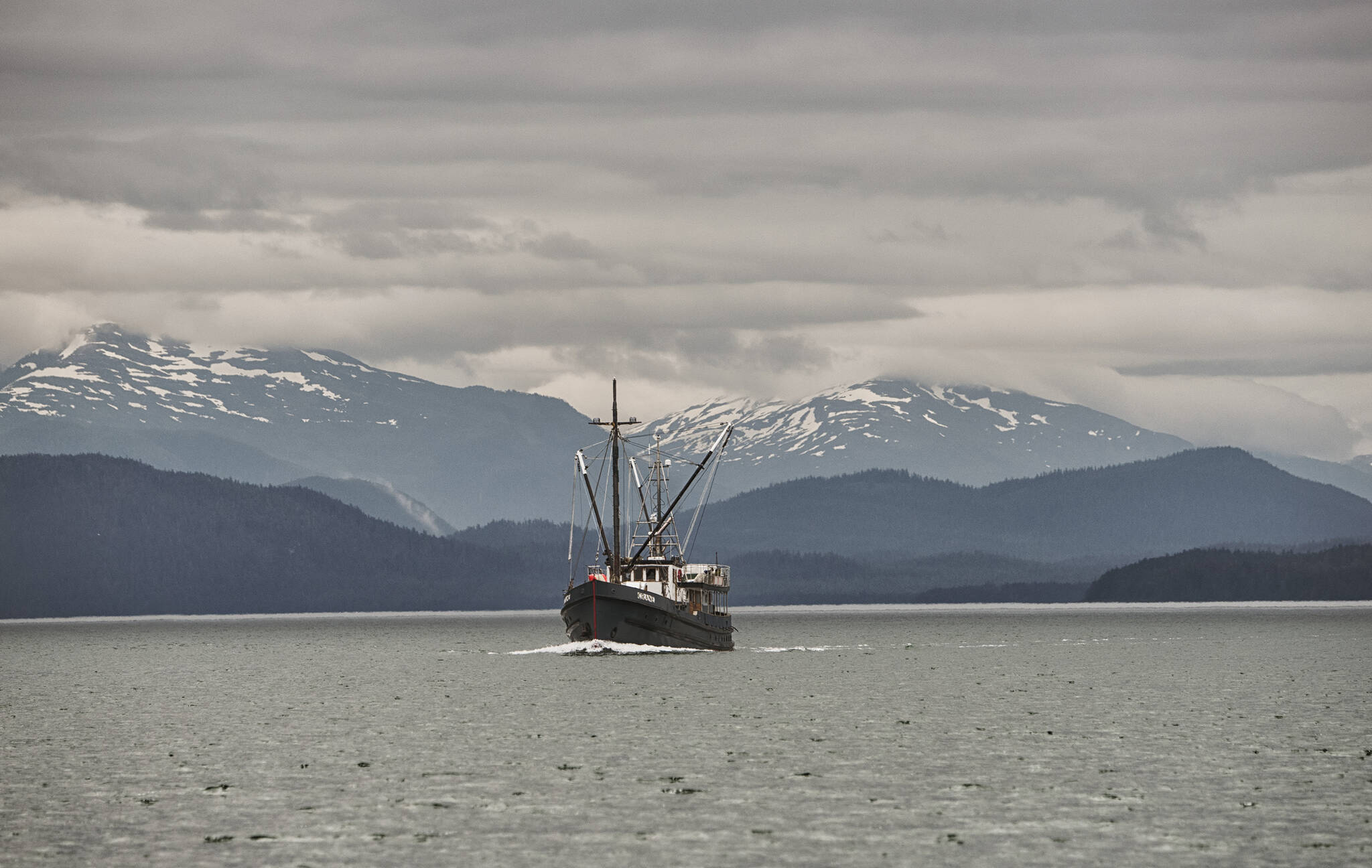Fish Packer MV Crane heads up Stephens Passage to Auke Bay. (Courtesy Photo / Kenneth Gill, gillfoto)