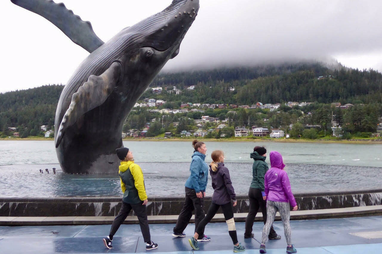 Dancers rehearsed in front of “Tahku,” the whale sculpture, ahead of the Climate Fair for a Cool Planet in 2021. (Courtesy Photo / Mike Tobin)