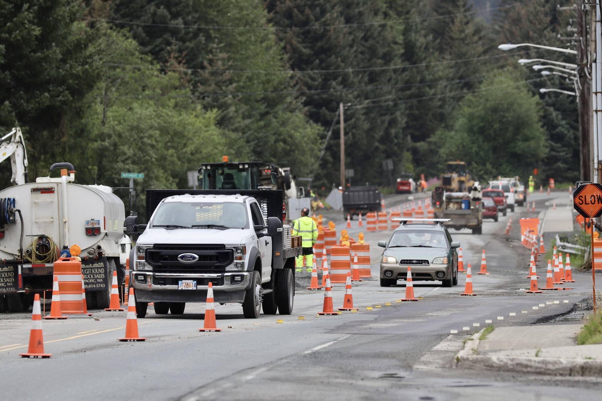 Construction on Glacier Highway in the Lemon Creek area is scheduled to finish on schedule, said a Department of Transportation and Public Facilities spokesperson. (Michael S. Lockett / Juneau Empire)