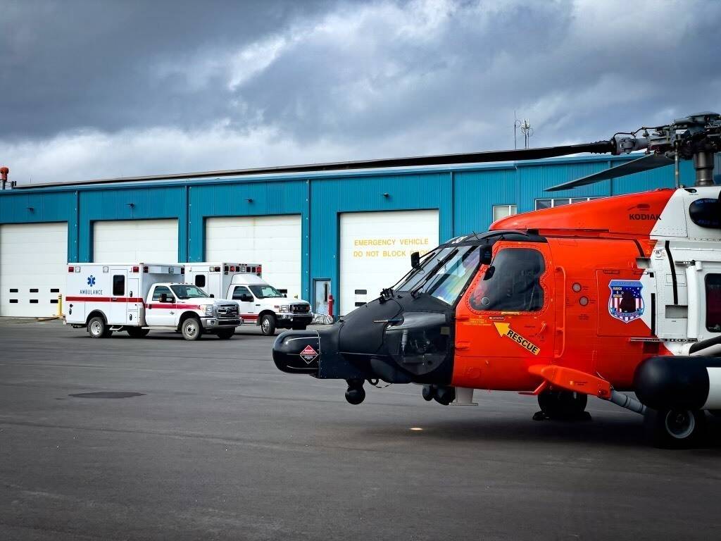 A Coast Guard Air Station Kodiak MH-60 Jayhawk aircrew rescued eight overdue boaters, flying them to Kotzebue on July 18, 2022. (Lt. Scott Kellerman / U.S. Coast Guard)