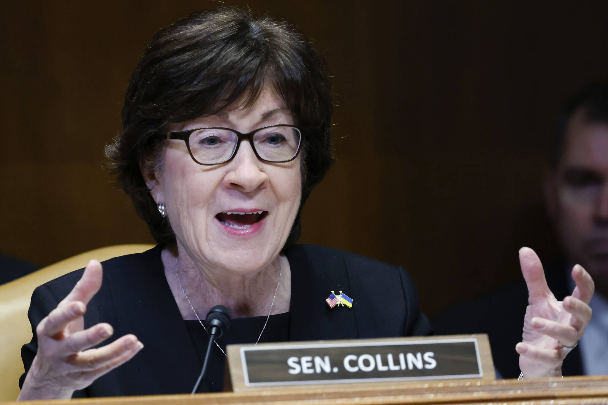 Sen. Susan Collins, R-Maine, speaks during hearing on the fiscal year 2023 budget for the FBI in Washington, May 25, 2022. A bipartisan group of senators, including Collins, released proposed changes July 20, to the Electoral Count Act, the post-Civil War-era law for certifying presidential elections that came under intense scrutiny after the Jan. 6 attack on the Capitol and Donald Trump’s effort to overturn the 2020 election. (Ting Shen / Pool Photo)
