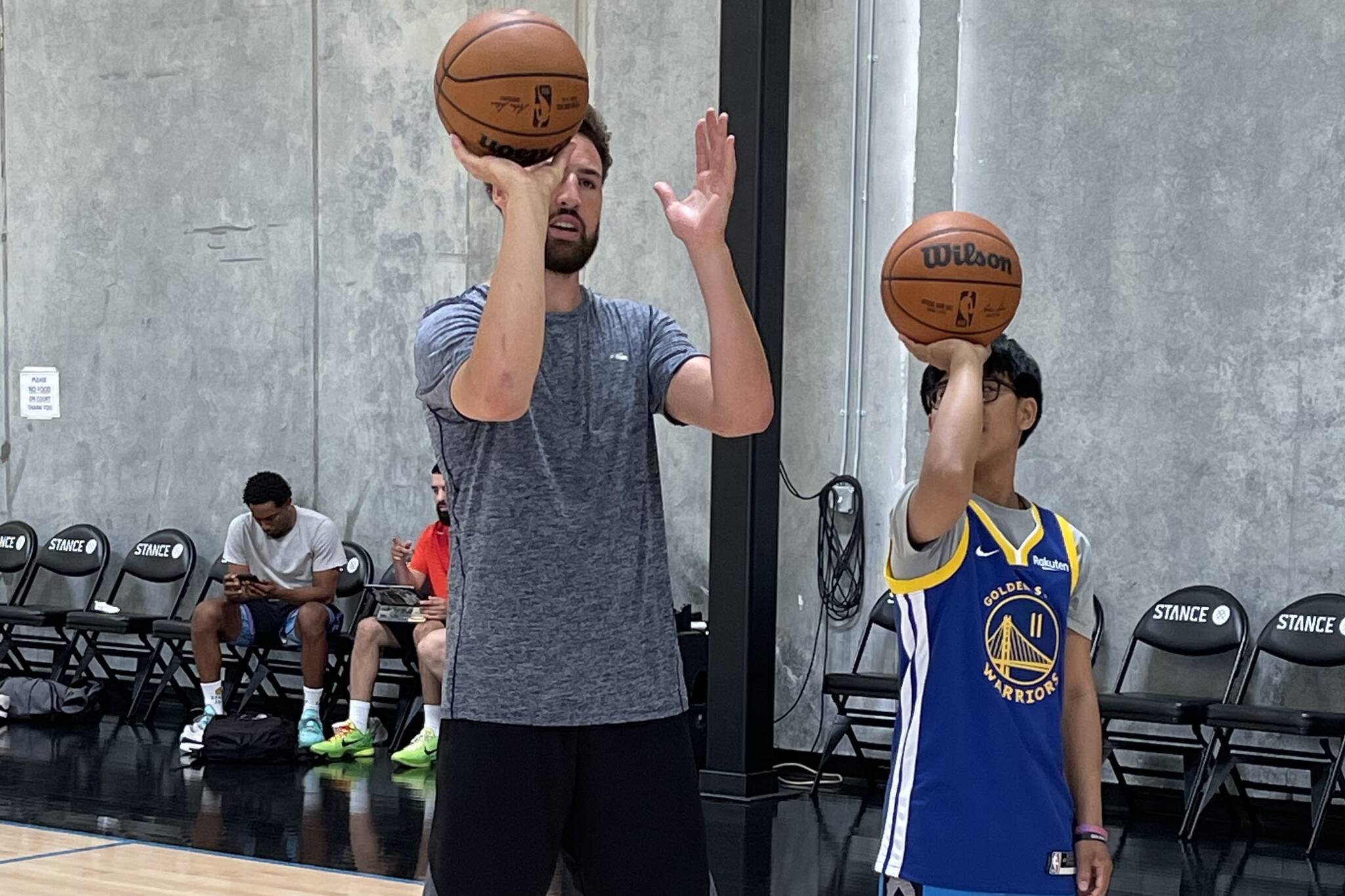 Klay Thompson gives pointers to Joseph Tagaban during their day spent together in San Clemente, California. (Courtesy photo / Tagaban family)