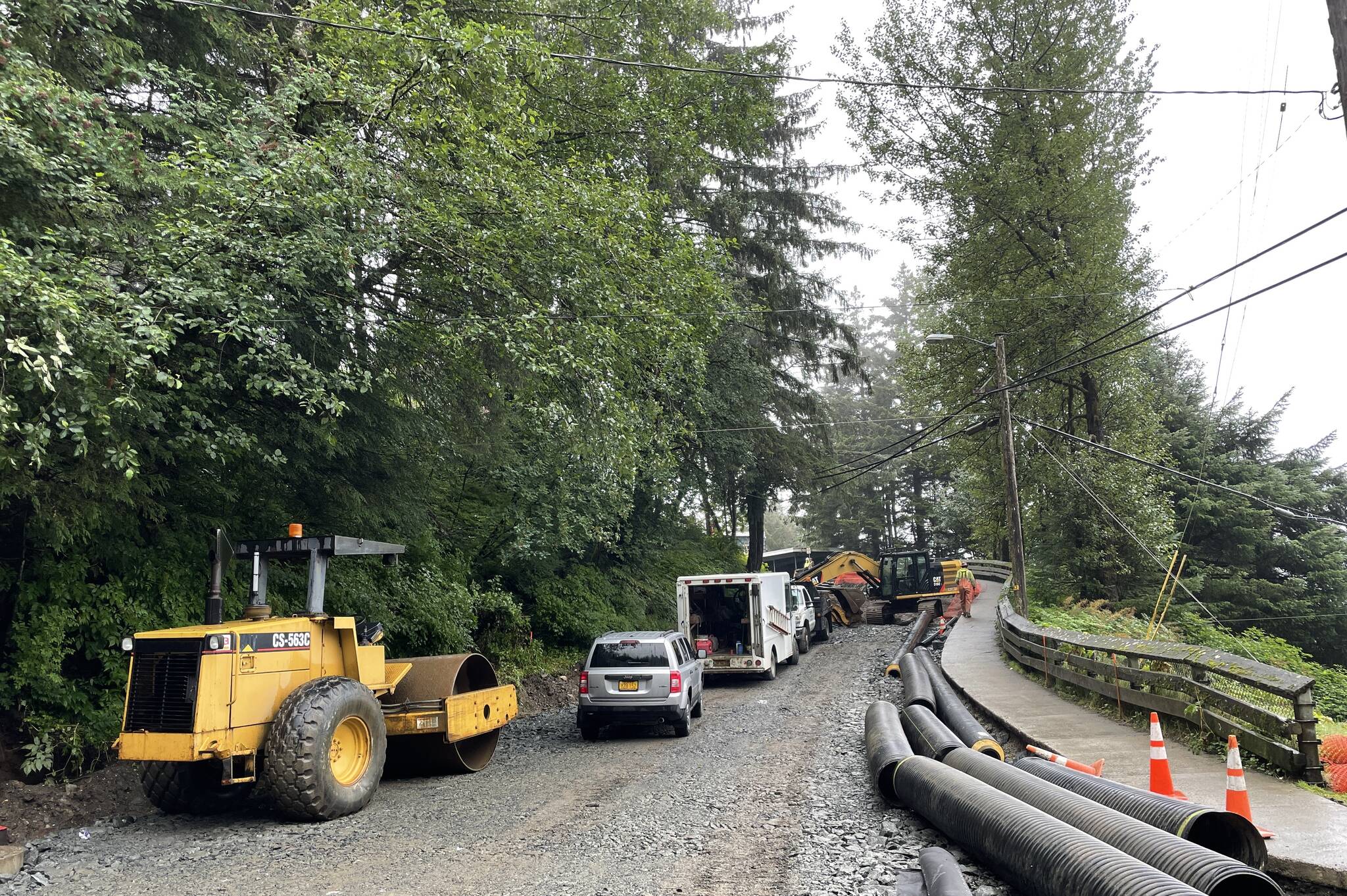 Calhoun Avenue from Cope Park to the governor’s mansion is being replaced, along with associated infrastructure. (Michael S. Lockett / Juneau Empire)