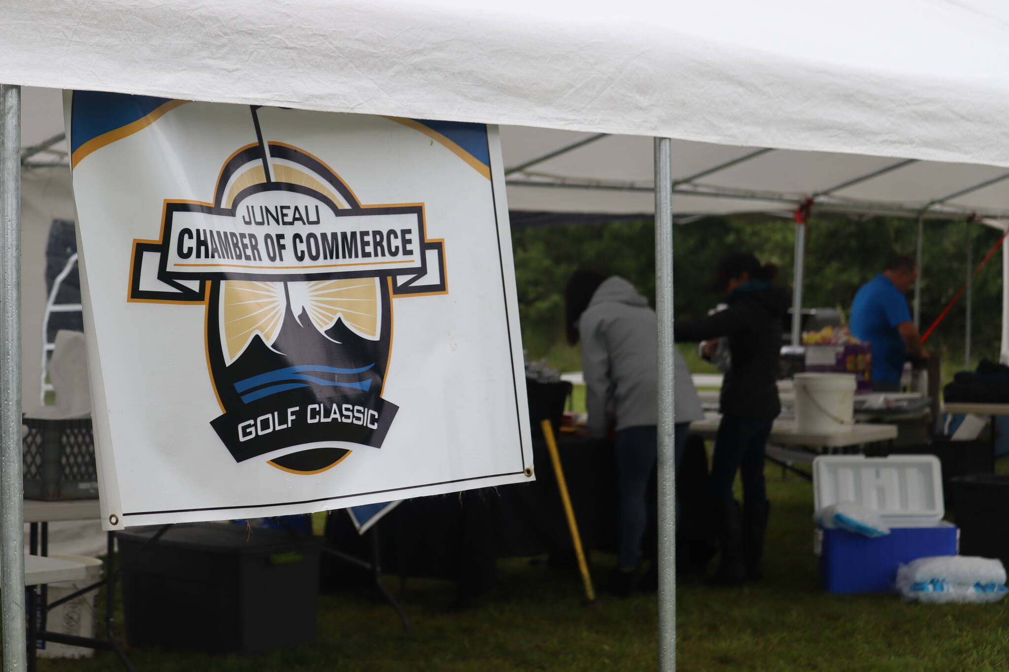 The 8th Annual Juneau Chamber of Commerce Golf Classic took place on Saturday, July 30 at the Mendenhall Golf Course. While this year’s event fell on bad weather, teams still came out to compete for great prizes and a great cause. (Jonson Kuhn / Juneau Empire)