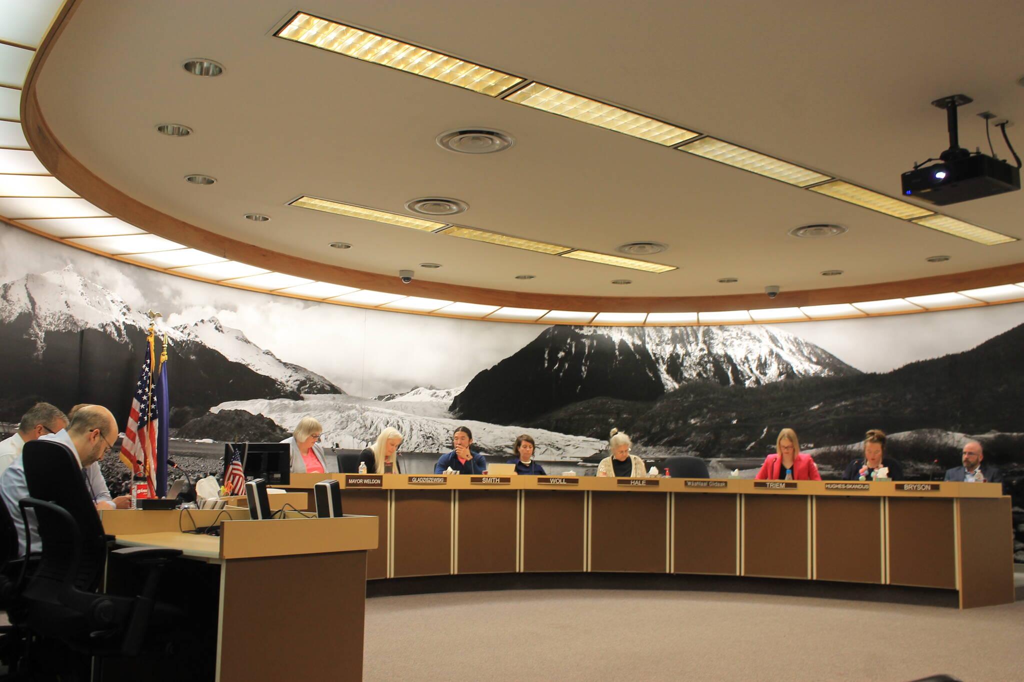 The Assembly met Monday night to determine what will be on the ballot for the upcoming municipal election among other topics that scattered throughout the multiple hours of discussions. (Clarise Larson / Juneau Empire)