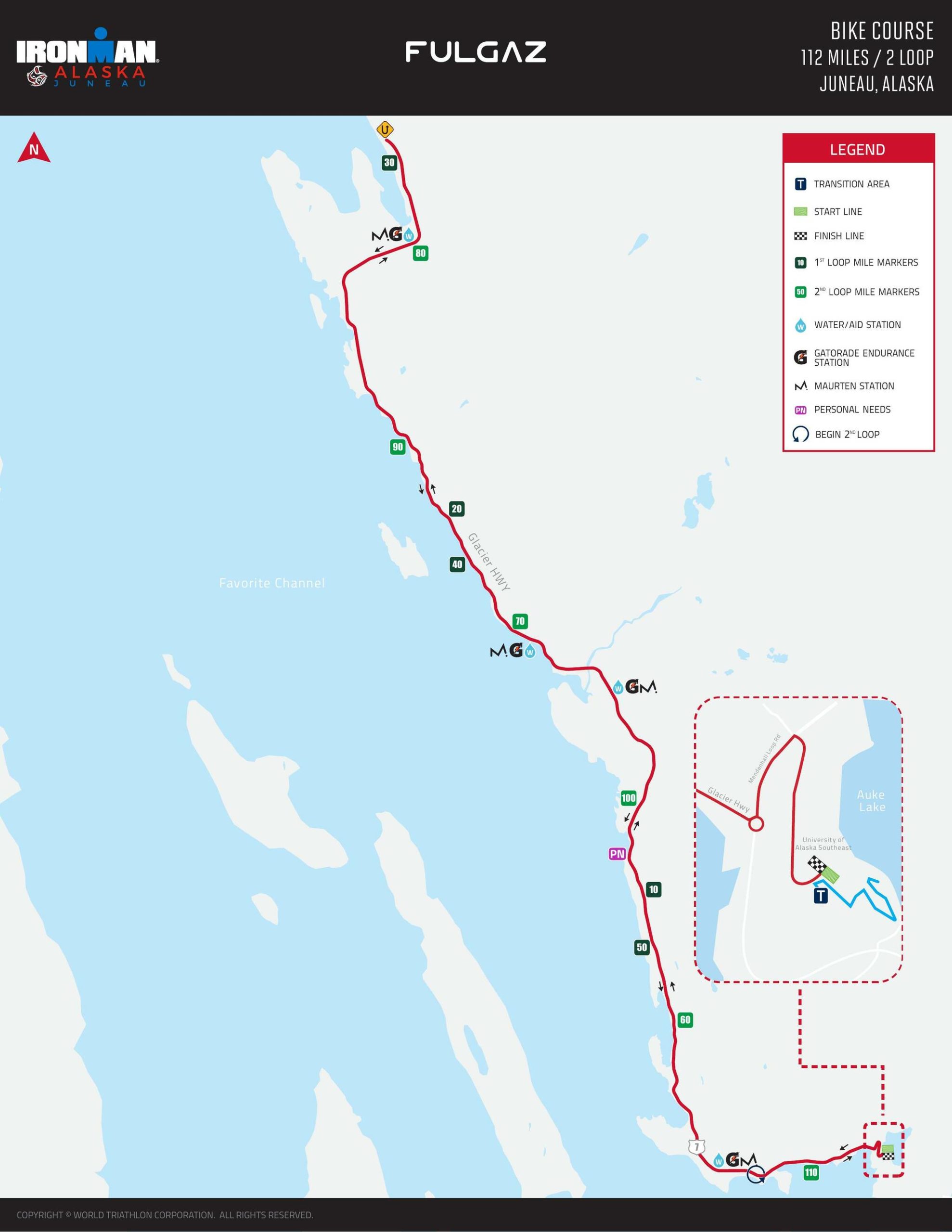 The 112-mile bike portion begins immediately after the swim at the University of Alaska Southeast before heading out the road for an out-and-back that finishes at the starting point. (Courtesy / Travel Juneau)