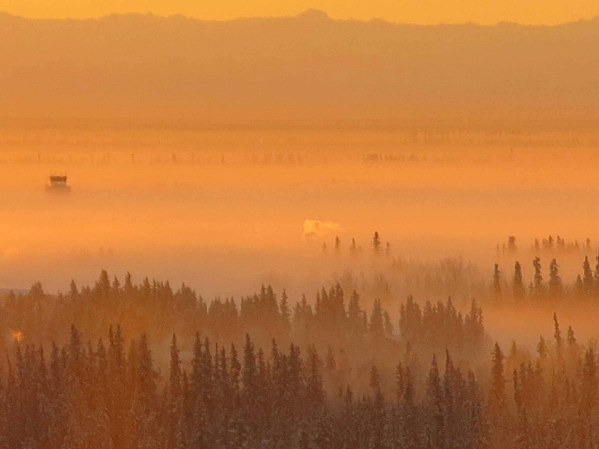Ice fog, a phrase in Russell Tabbert’s Dictionary of Alaskan English, is not uttered in many other places because to form it takes a sustained temperature of minus 35 F. (Courtesy Photo / Ned Rozell)
