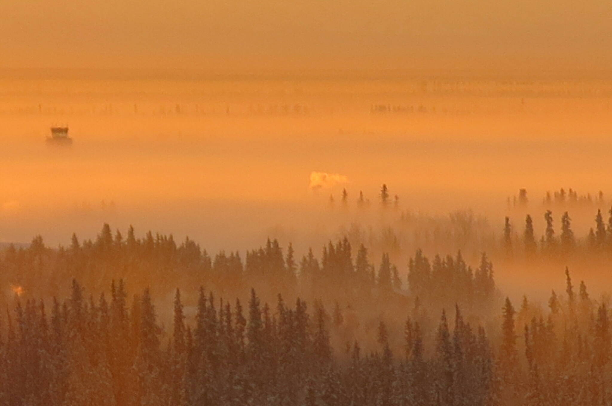 Ice fog, a phrase in Russell Tabbert’s Dictionary of Alaskan English, is not uttered in many other places because to form it takes a sustained temperature of minus 35 F. (Courtesy Photo / Ned Rozell)