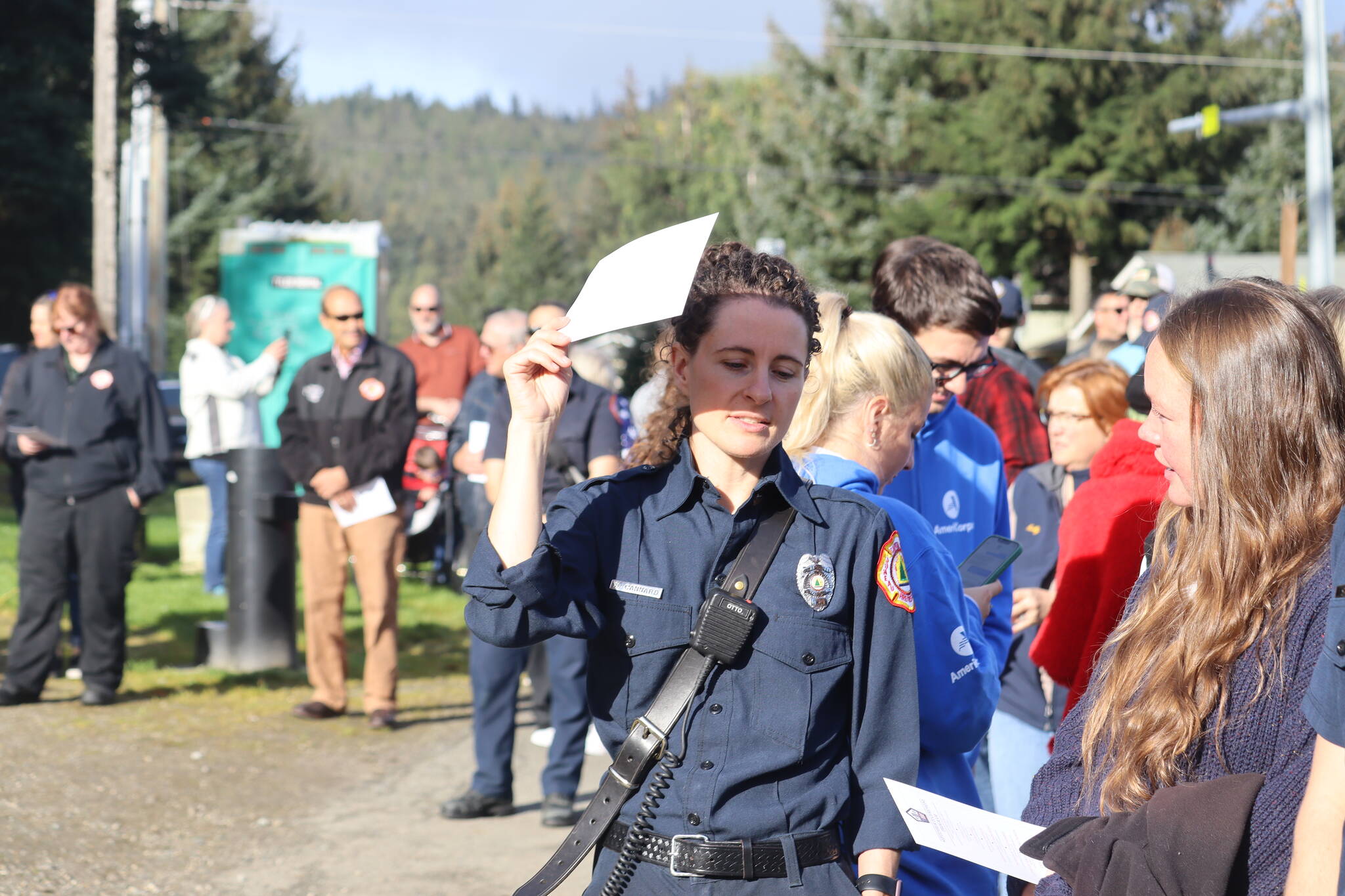 From Juneau’s first responders to residents, many attended to pay respects during Sunday morning’s ceremony at the 9/11 Memorial at Riverside Rotary Park. (Jonson Kuhn / Juneau Empire)