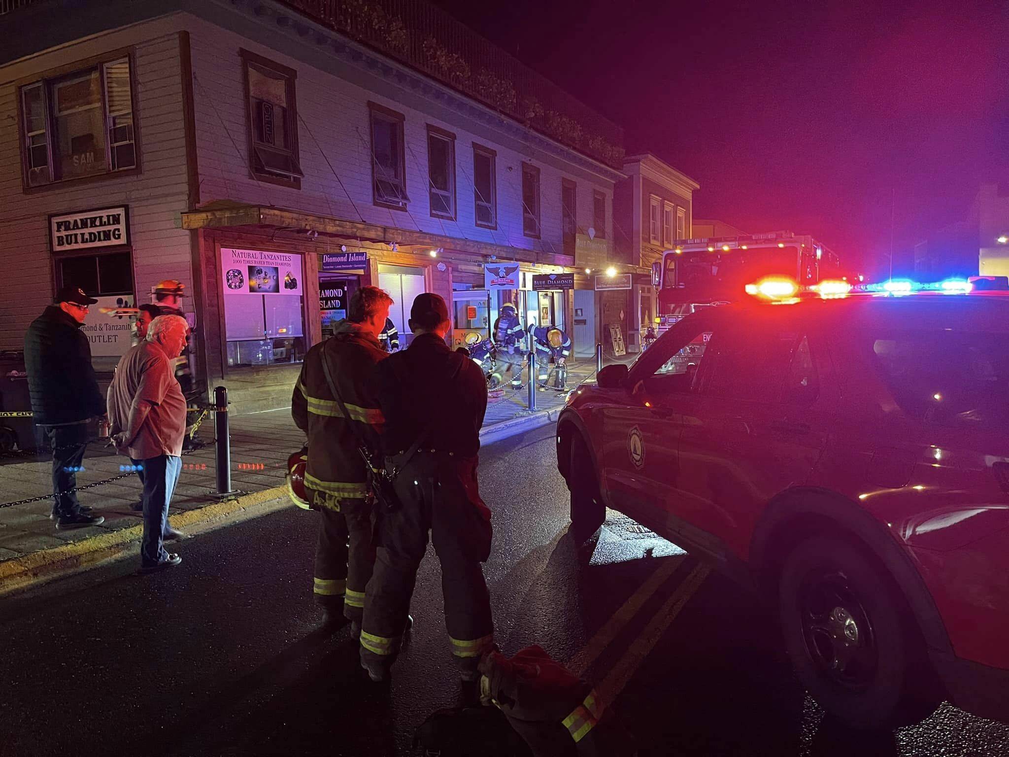 Capital City Fire/Rescue responded Tuesday night to a fire in the 300 block of South Franklin Street. No one was hurt in the fire, which was contained to the walls and ceiling of the roughly 130-year-old building, but a sprinkler system that activated during the fire caused water damage, according to CCFR. (Courtesy Photo / CCFR)
