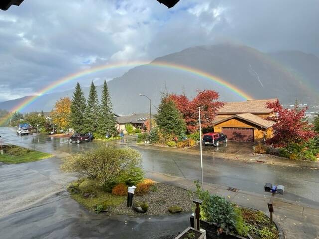 A Saturday afternoon rainbow makes an appearance over Juneau. (Courtesy Photo / Sandy R. Williams)