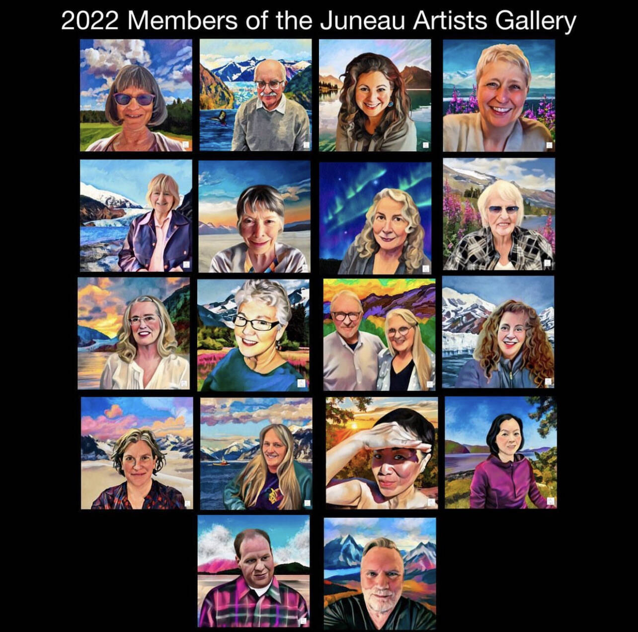 Artist Rick Kauzlarich, created portraits of each Juneau Artists Gallery member to commemorate our yearly Juneau Appreciation Event Sale. (Courtesy Photo / Rick Kauzlarich)