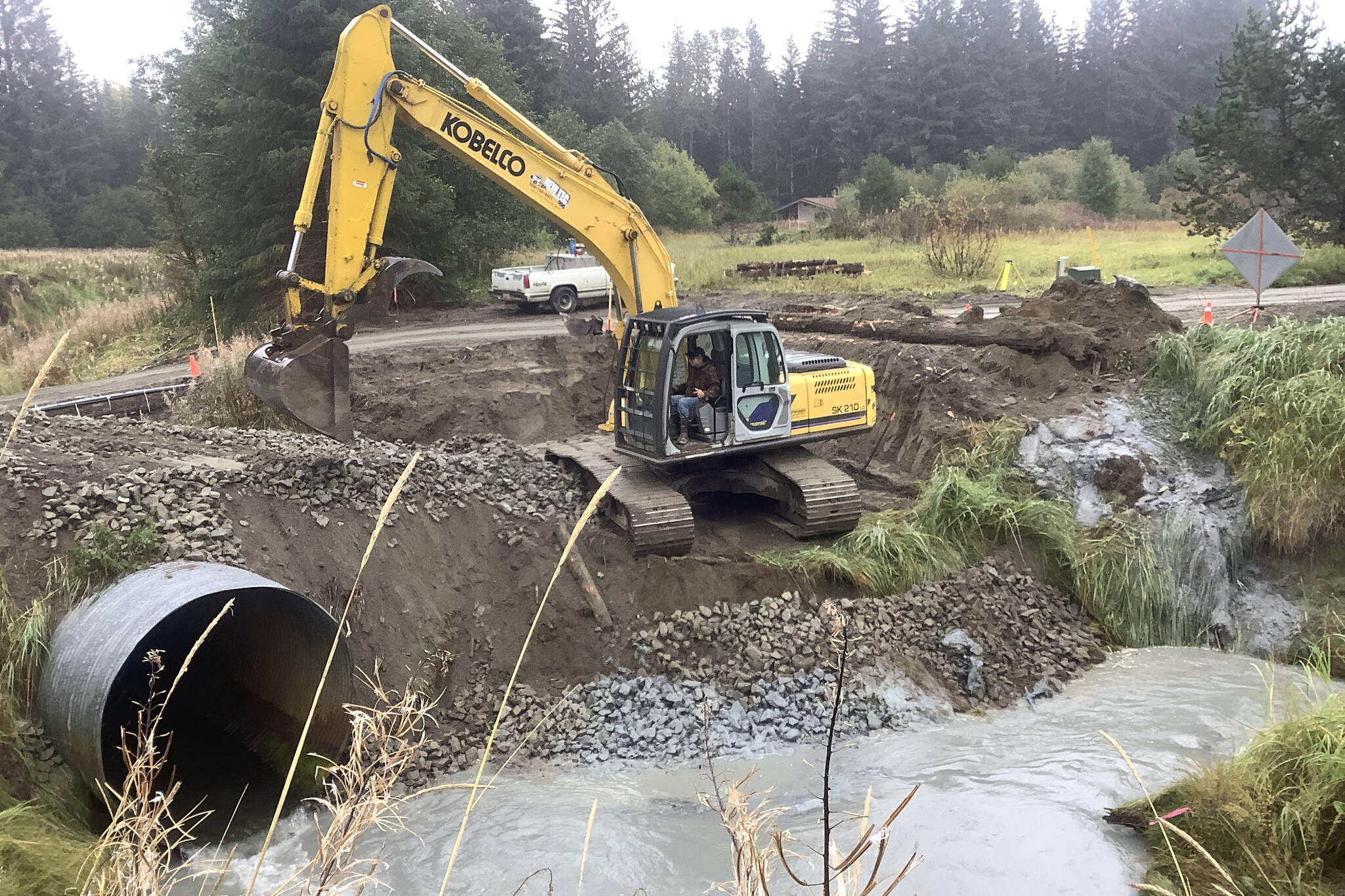 Courtesy Photo / Southeast Alaska Watershed Coalition 
An undersized culvert that was a barrier to fish is replaced with a small bridge in Gustavus last month. The project was a joint undertaking by the U.S. Fish and Wildlife Service and the city of Gustavus.