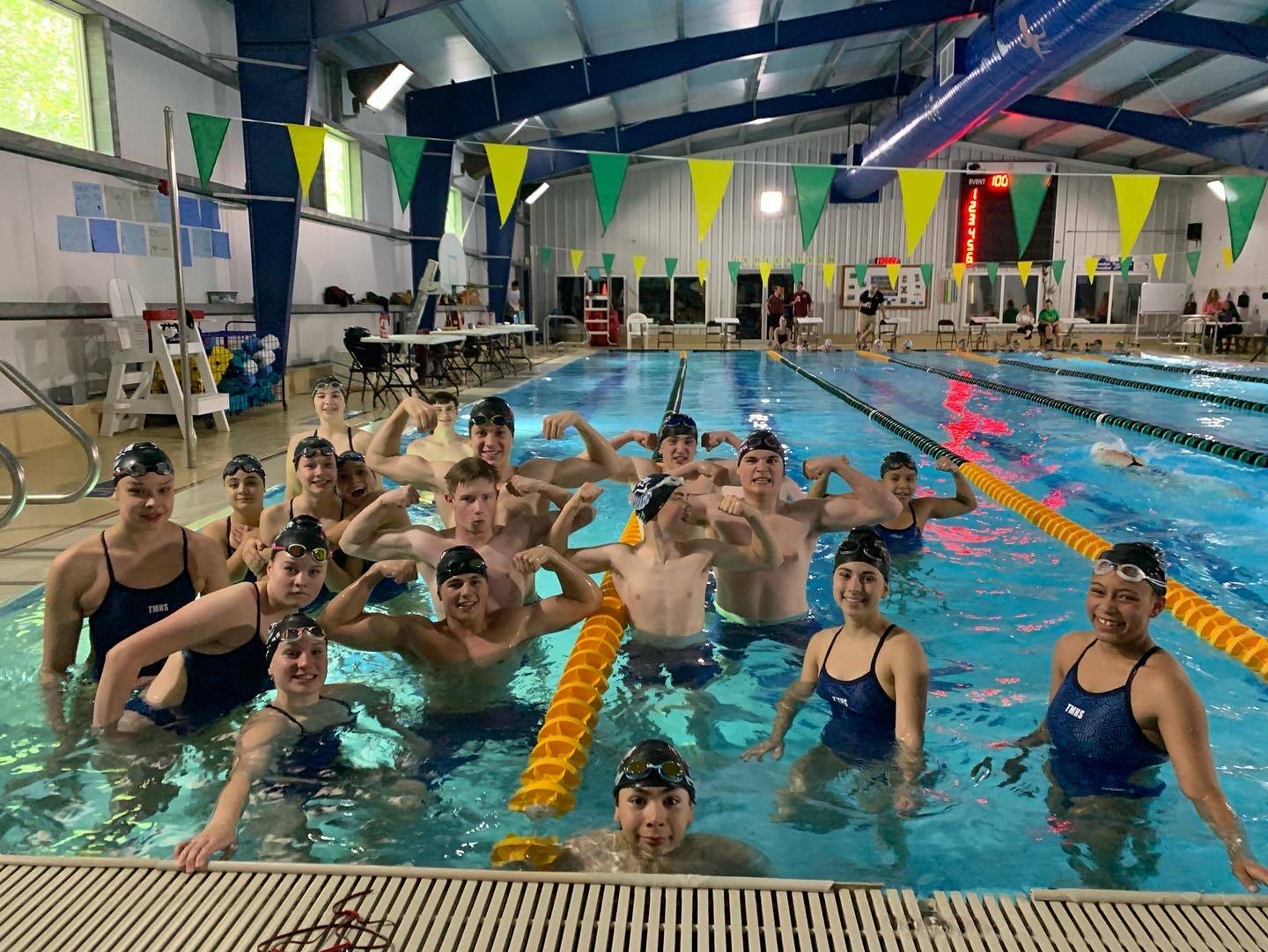 Thunder Mountain High School swim team featured in the is photo at their first meet of the season at the beginning of September in Craig. (Courtesy Photo / Josiah Loseby)