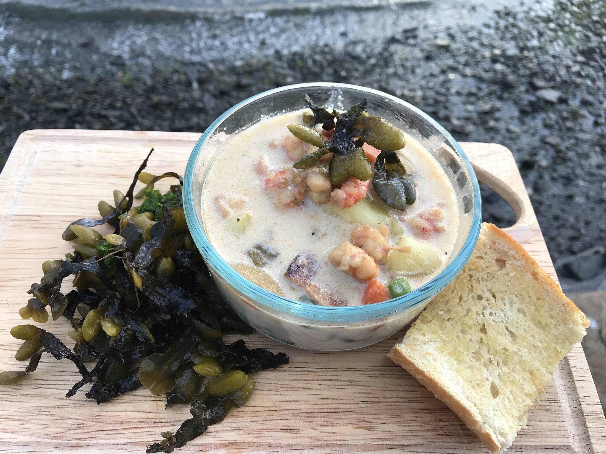 This photo shows seaweed shrimp chowder in Wrangell. Vivian Faith Prescott / For the Capital City Weekly)