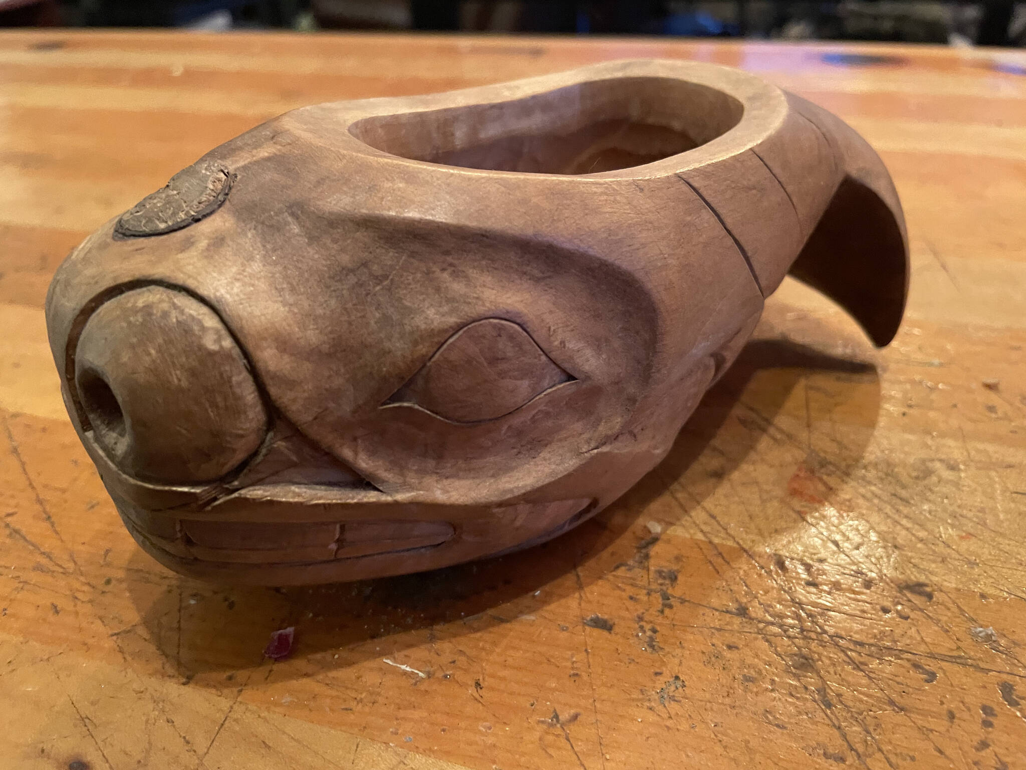 This carving by Jon Rowan has entered the realm of pricelessness thanks to the family memories and the carver himself. (Jeff Lund / For the Juneau Empire)
