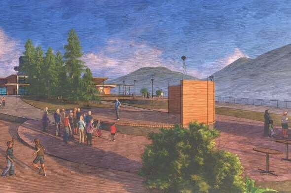 This rendering depicts a proposed community park that is included in Huna Totem Corp’s plans to develop a new pier and cruise terminal for the downtown waterfront. (Courtesy / Huna Totem Corp.)