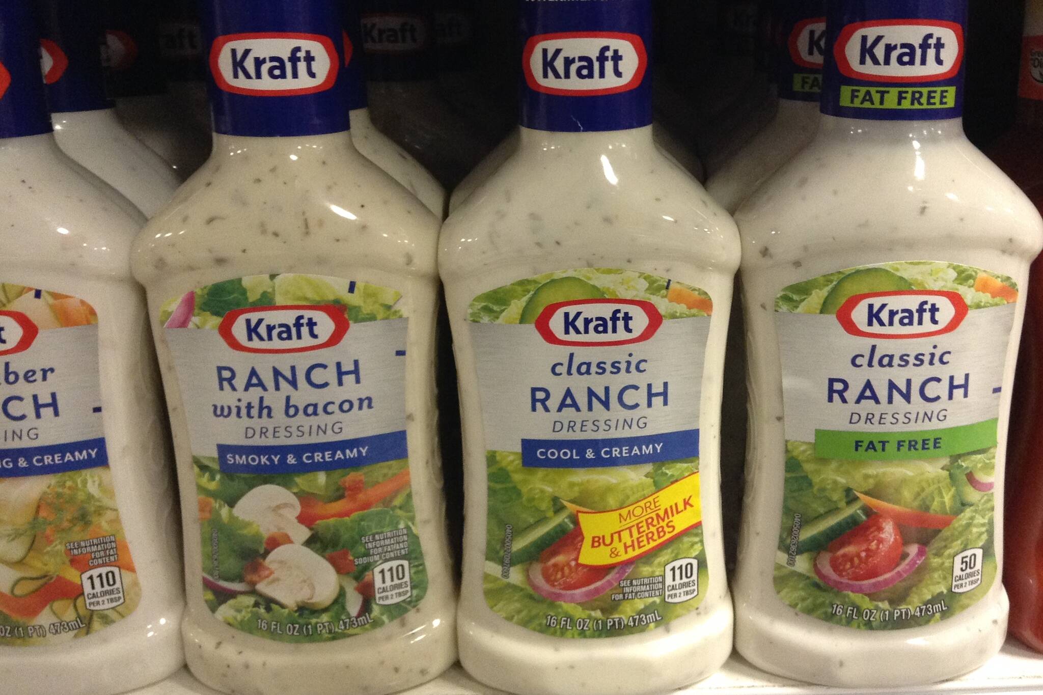 This photo available under a Creative Commons license shows several bottles of ranch dressing, which Geoff Kirsch notes "traditional ranch is quintessentially American, like baseball, jazz and the 64-ounce Double Big Gulp." (Mike Mozart / Flickr)