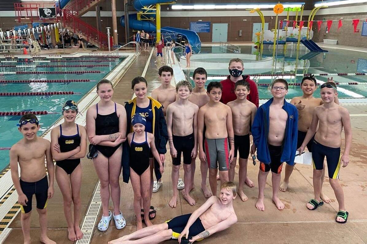 Members of the Glacier Swim Club pose for a photo at Ketchikan meet over the weekend. (Courtesy Photo / Shireen Taintor)