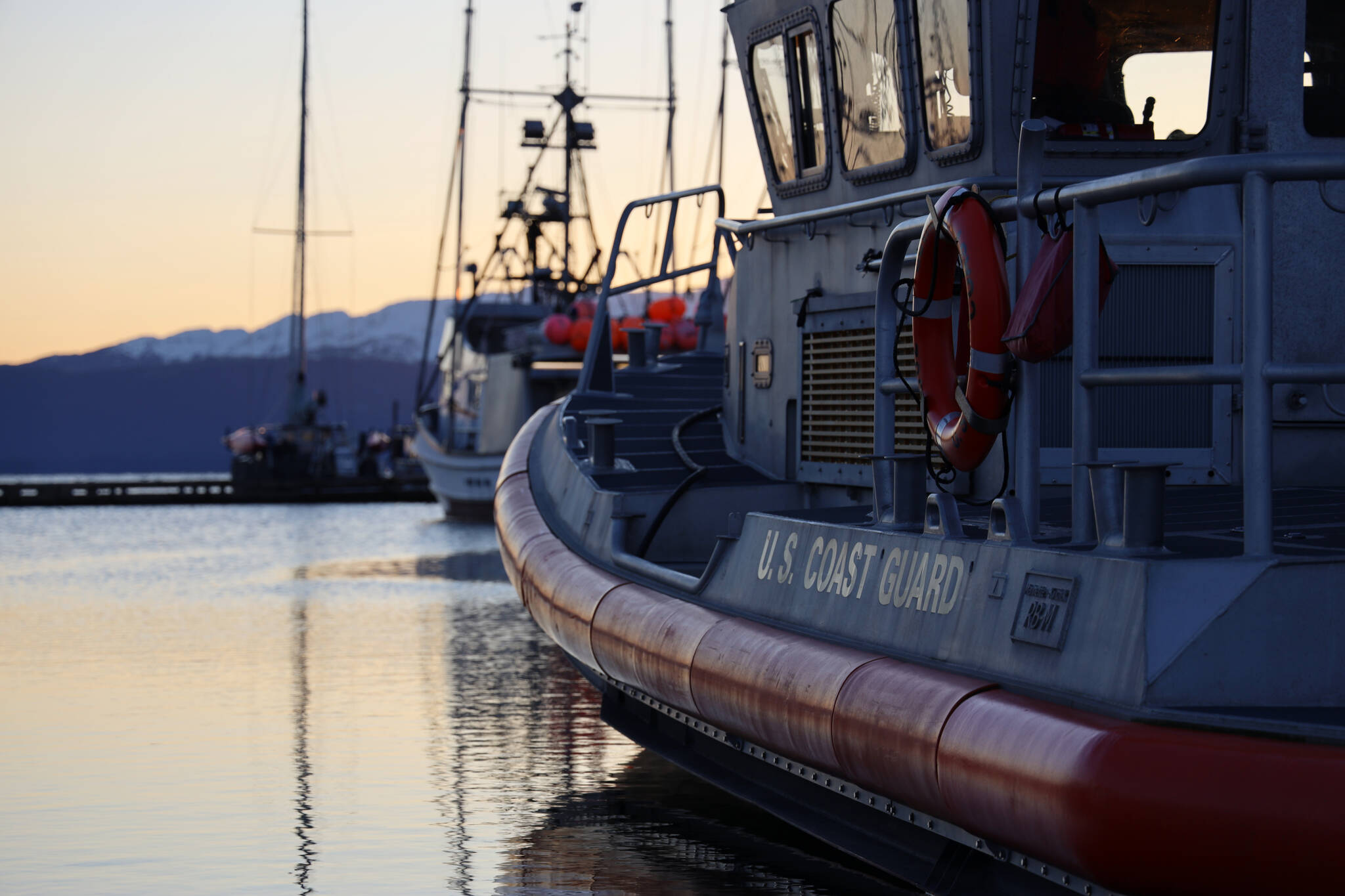 This photo shows a Coast Guard vessel moored in Auke Bay. Another vessel, an icebreaker, could soon be homeported in Juneau following passage of the NDAA. City officials are considering whether that developed should encourage the city to become involved with plans to develop a cruise ship dock on a waterfront property. (Clarise Larson / Juneau Empire)
