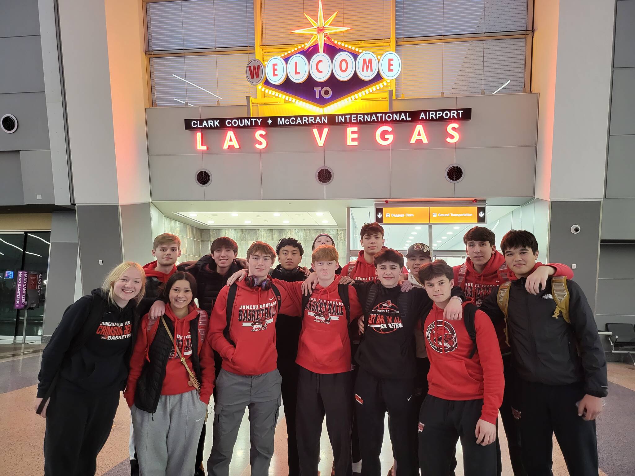 JDHS boys basketball team poses for a group photo on Monday in Las Vegas for the Tarkanian Classic tournament. (Courtesy Photo / Robert Casperson)