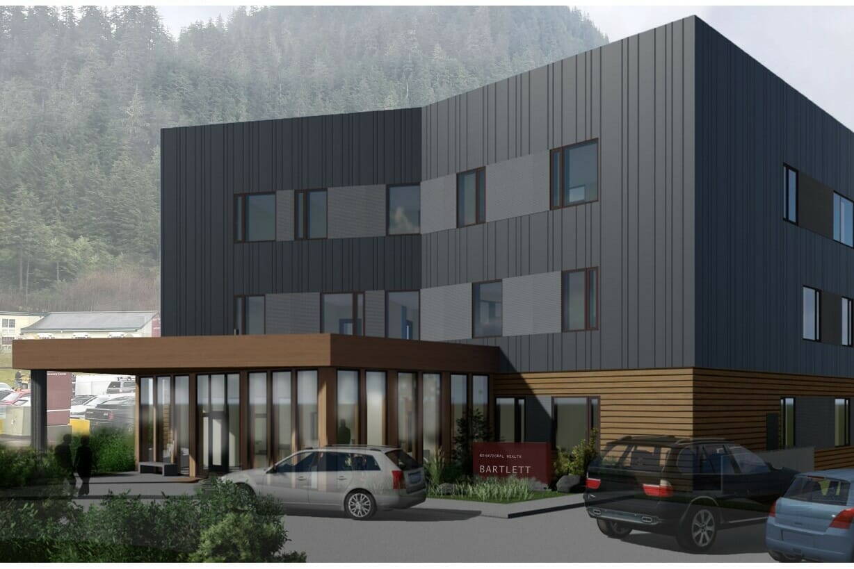 An architect’s depiction shows the first crisis stabilization center for youth and adults in Southeast Alaska, now under construction at Bartlett Region Hospital and scheduled for completion in March of 2023. Among the goals for the center is reducing the number of youths experiencing a behavioral health crisis who must leave the community and receive treatment away from their families. (City and Borough of Juneau)
