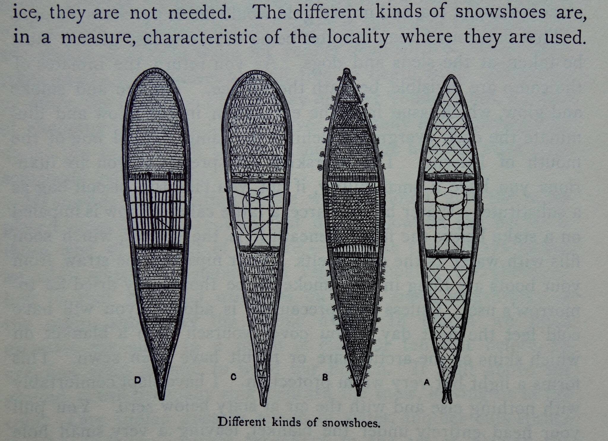 William Dall’s sketch of snowshoes he saw being used in Alaska, from “Alaska and its Resources.”
