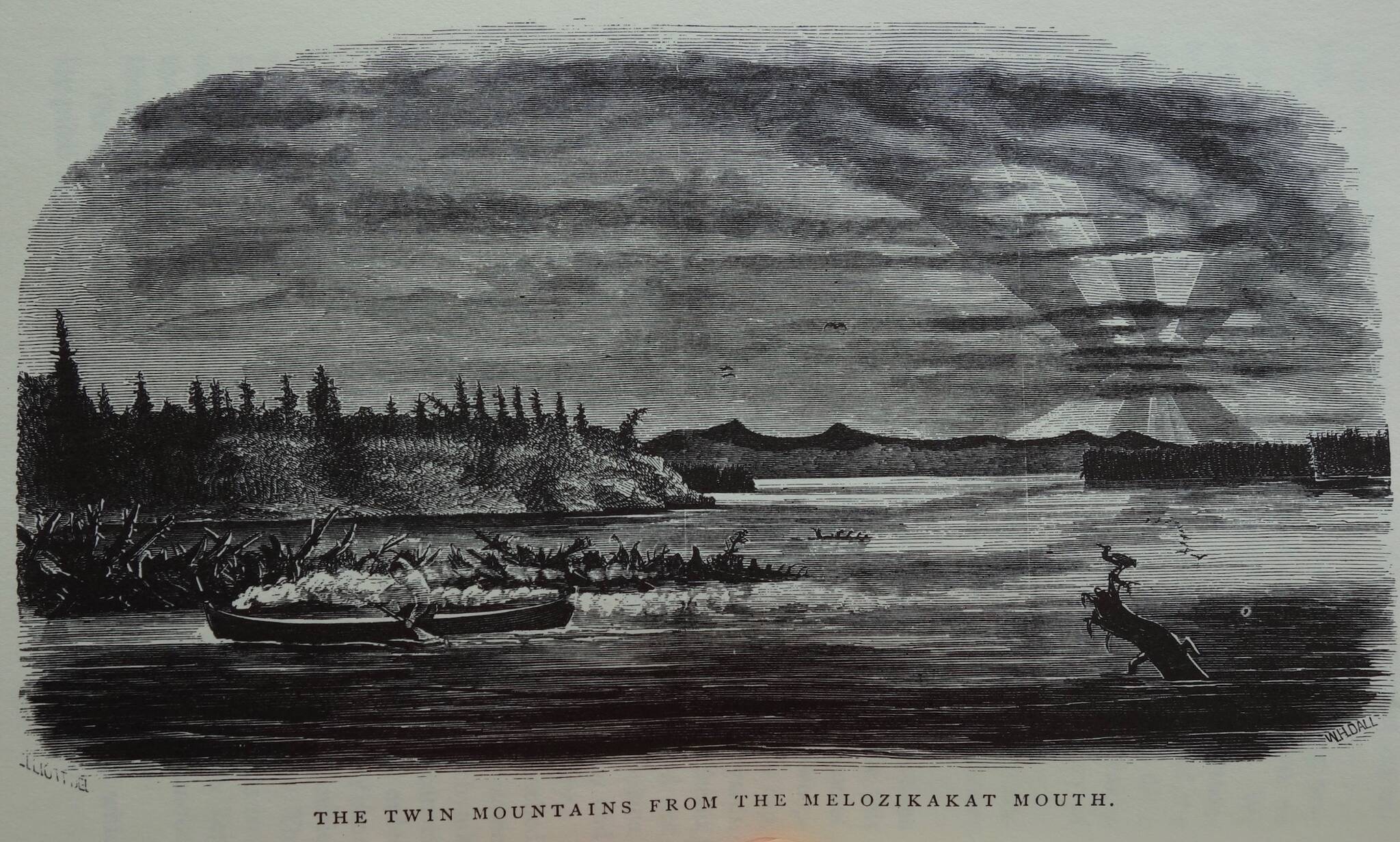 William Dall’s sketch of the mouth of what is now called the Melozitna River, which enters the Yukon River near the village of Ruby, from “Alaska and its Resources.”