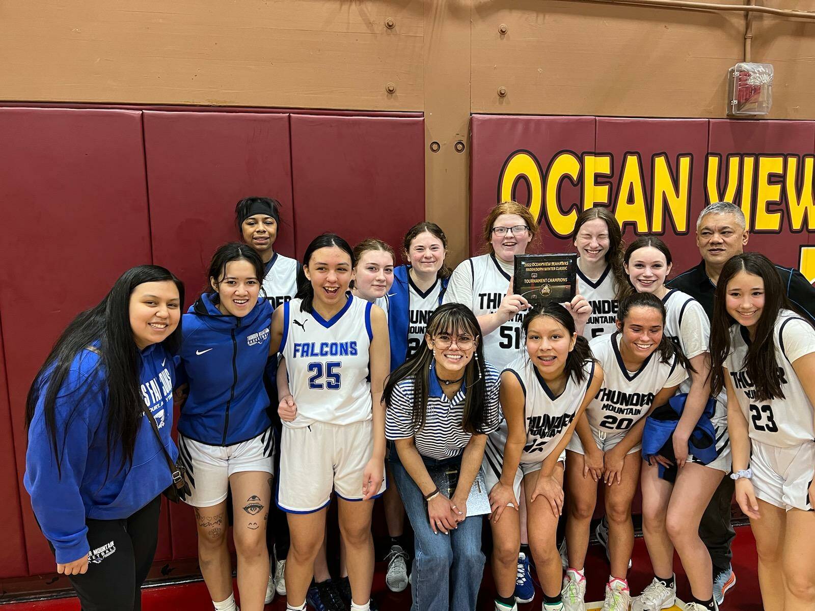 The Thunder Mountain High School junior varsity girls basketball team poses for a photo after winning their division the Ocean View Invitational. (Courtesy Photo)