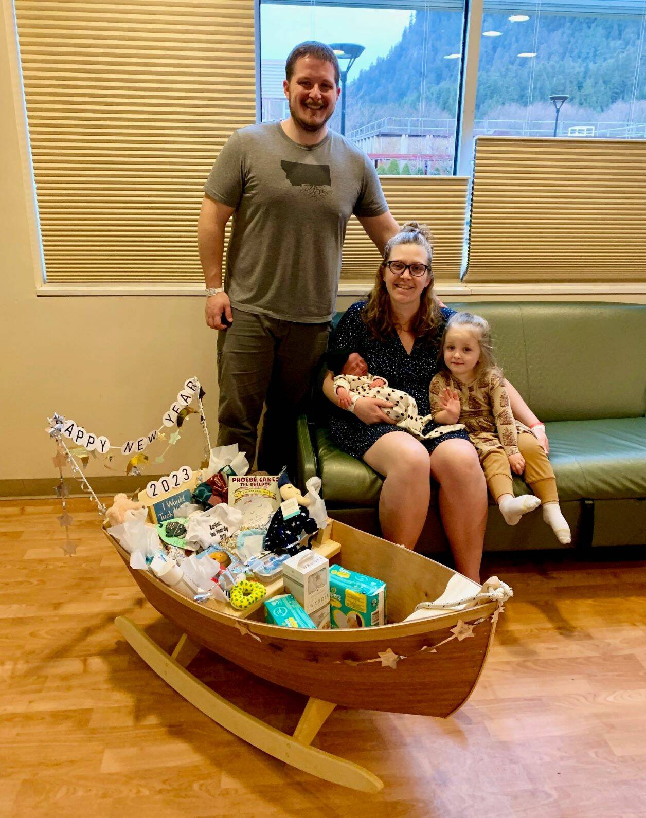 Hannah and Adam Weed with their daughter and newborn son Ethan on Tuesday at Bartlett Regional Hospital. (Courtesy Photo / Bartlett Regional Hospital)