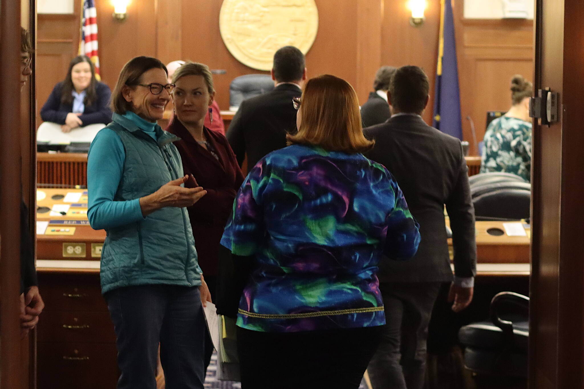 New members of the Alaska State Legislature gather in the House chambers for a mock floor session on Friday as part of their orientation for the start of the regular two-year session on Tuesday. (Mark Sabbatini / Juneau Empire)
