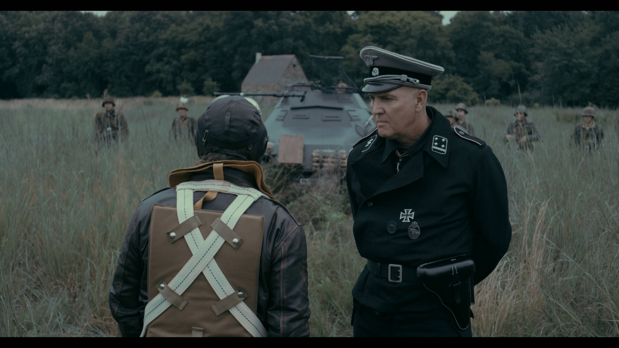 Arnold Vosloo as Colonel Bach addresses US soldiers in latest film, “Condor’s Nest” in theaters and digital release on Friday. (Courtesy Photo / PMKBNC)
