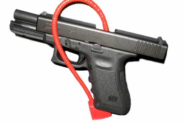 This photo available under a Creative Commons license shows a Glock17 with a cable lock.