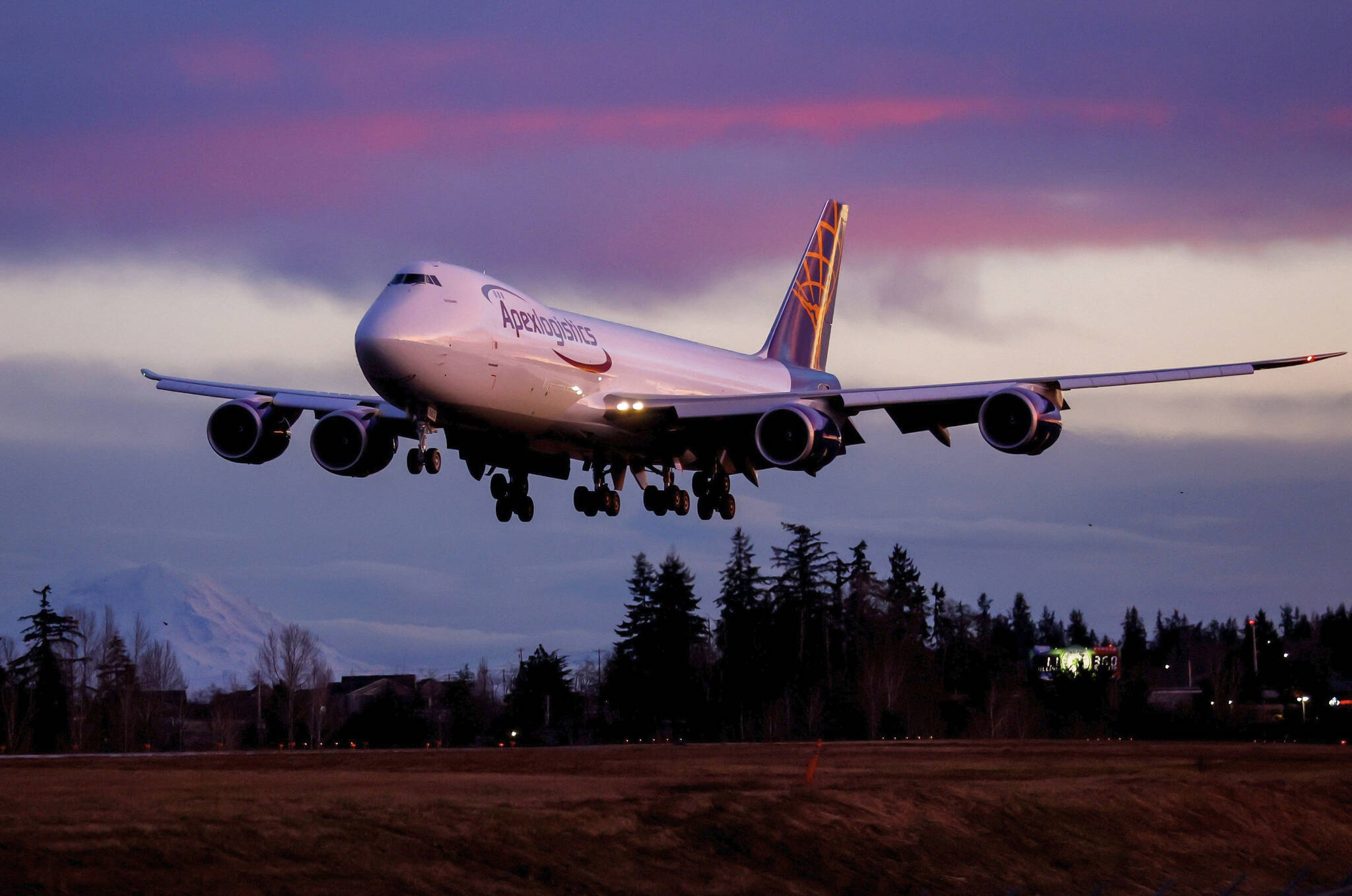 The final Boeing 747 lands at Paine Field following a test flight, Tuesday, Jan. 10, 2023, in Everett, Wash. Boeing bids farewell to an icon on Tuesday, Jan. 31, 2023, when it delivers the jumbo jet to cargo carrier Atlas Air. Since it debuted in 1969, the 747 has served as a cargo plane, a commercial aircraft capable of carrying nearly 500 passengers, and the Air Force One presidential aircraft, but it has been rendered obsolete by more profitable and fuel-efficient models. (Jennifer Buchanan / The Seattle Times)