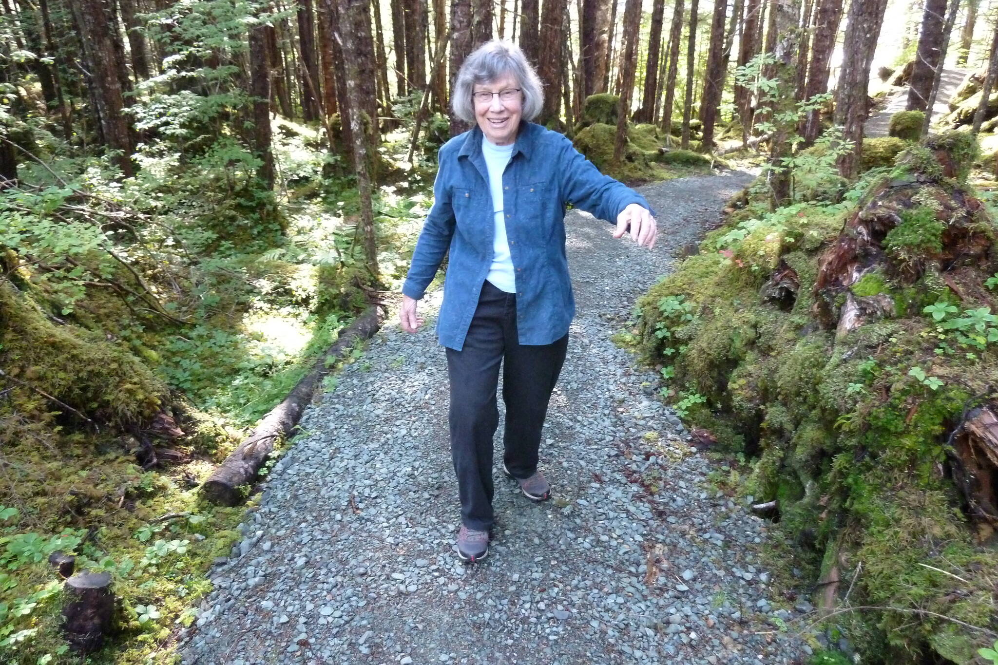 This photo shows Mary Lou King on the trail after being inducted into the Alaska Women’s Hall of Fame in 2018. (Courtesy Photo / King family)