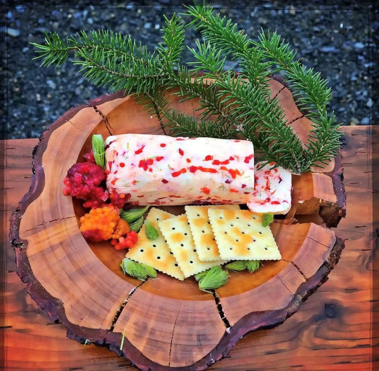 Courtesy Photo / Vivian Faith Prescott 
This photo shows salmonberry butter with spruce tips.