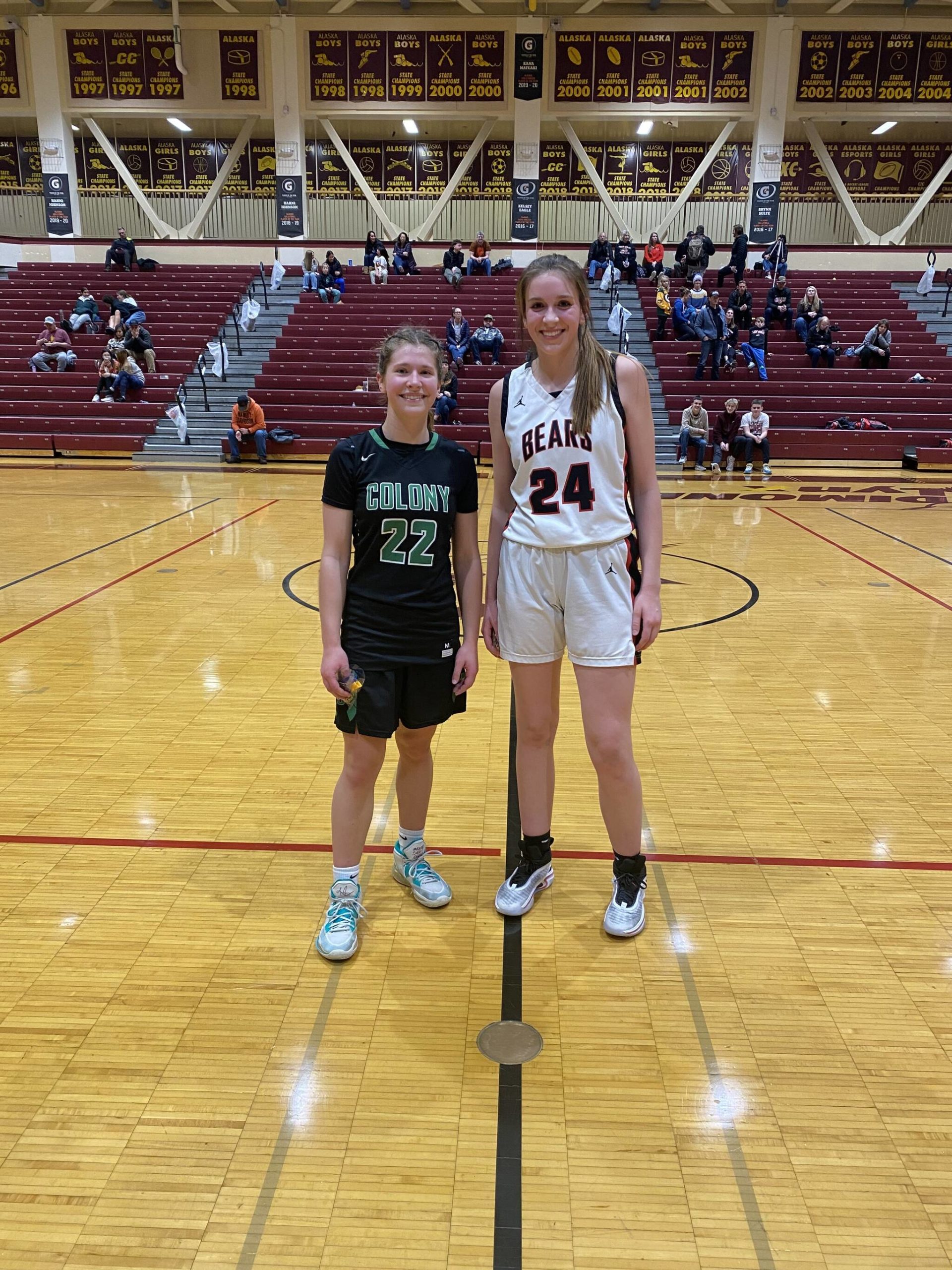 Courtesy Photo / Tanya Nizich 
JDHS junior Mila Hargrave, right, stands for a photo after Friday’s game against Colony High School where Hargrave earned Player of the Game while leading her team in points for a total of 11.