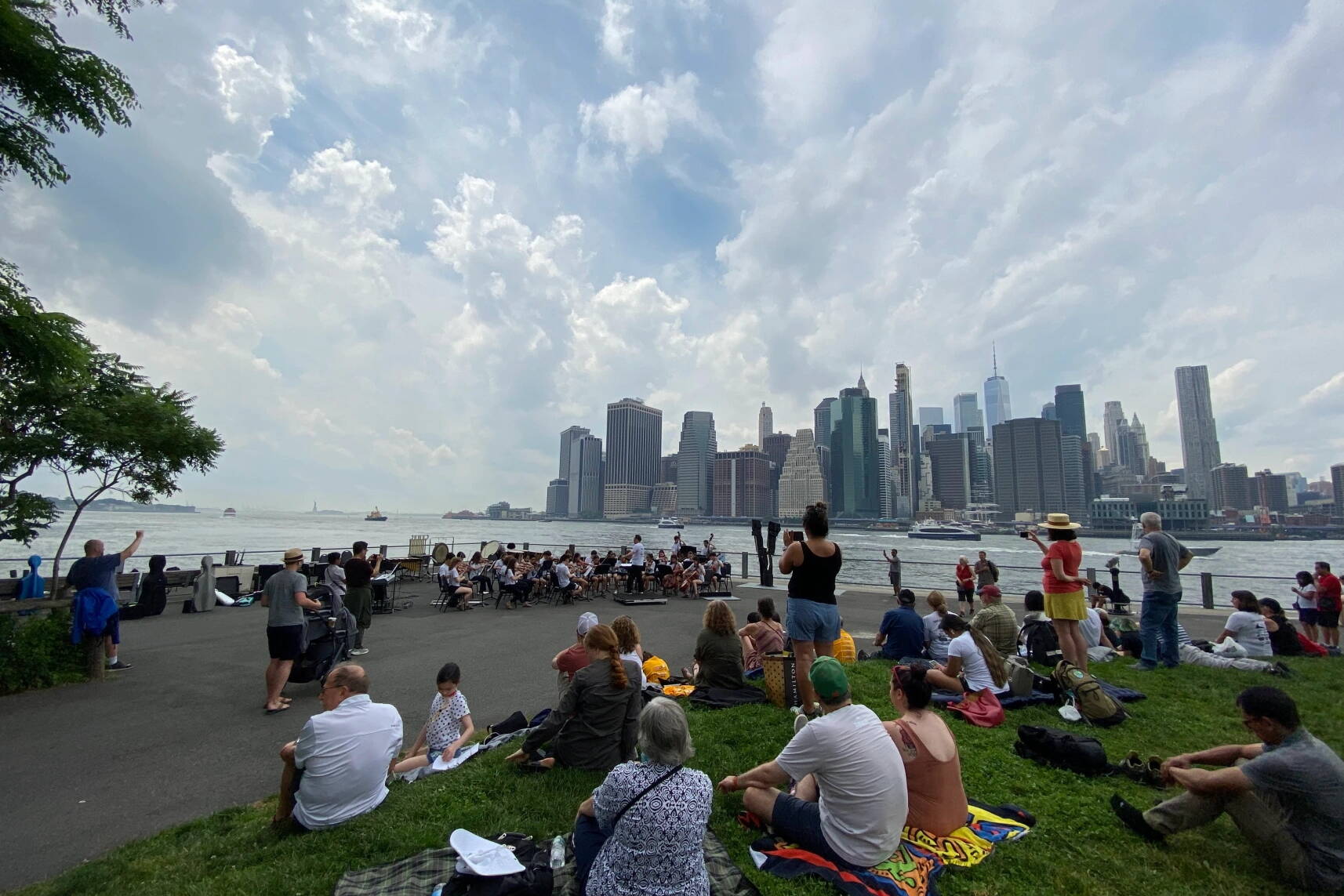 The Juneau student ensemble Aurora Strings performs at Brooklyn Bridge Park last summer, a day before appearance at Carnegie Hall. (Photo courtesy of Juneau String Ensembles)