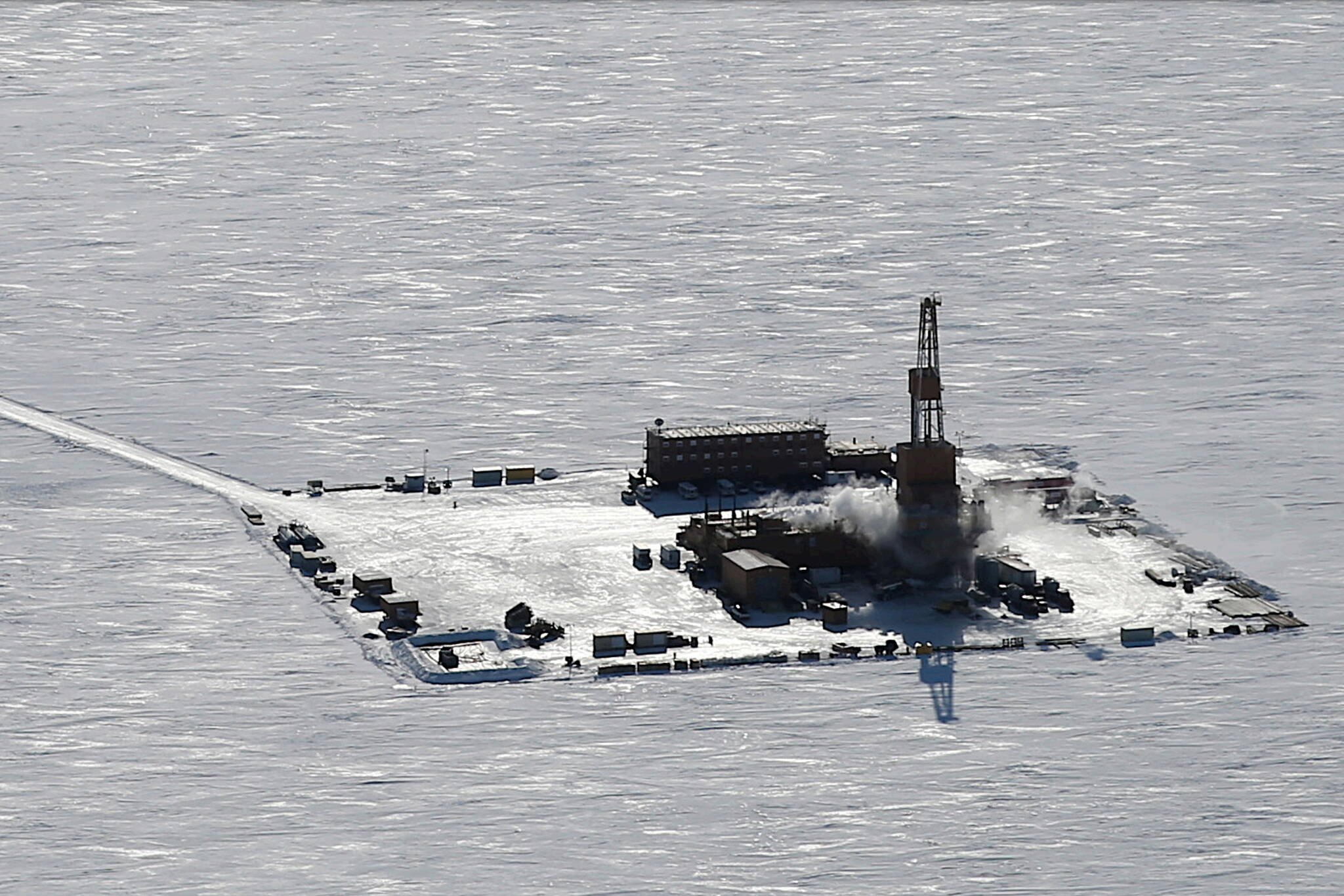 A ConocoPhillips oil rig operating during winter on Alaska’s North Slope is featured on the cover of the U.S. Bureau of Land Management’s report recommending approval of the Willow oil project ConocoPhillips is seeking to develop. The Alaska State House on Monday approved a resolution asking the Biden administration to give final approval to a project allowing three drilling pads with the possibility of a fourth (compared to the five pads the oil company originally sought), as recommended by the BLM. (U.S. Bureau of Land Management)