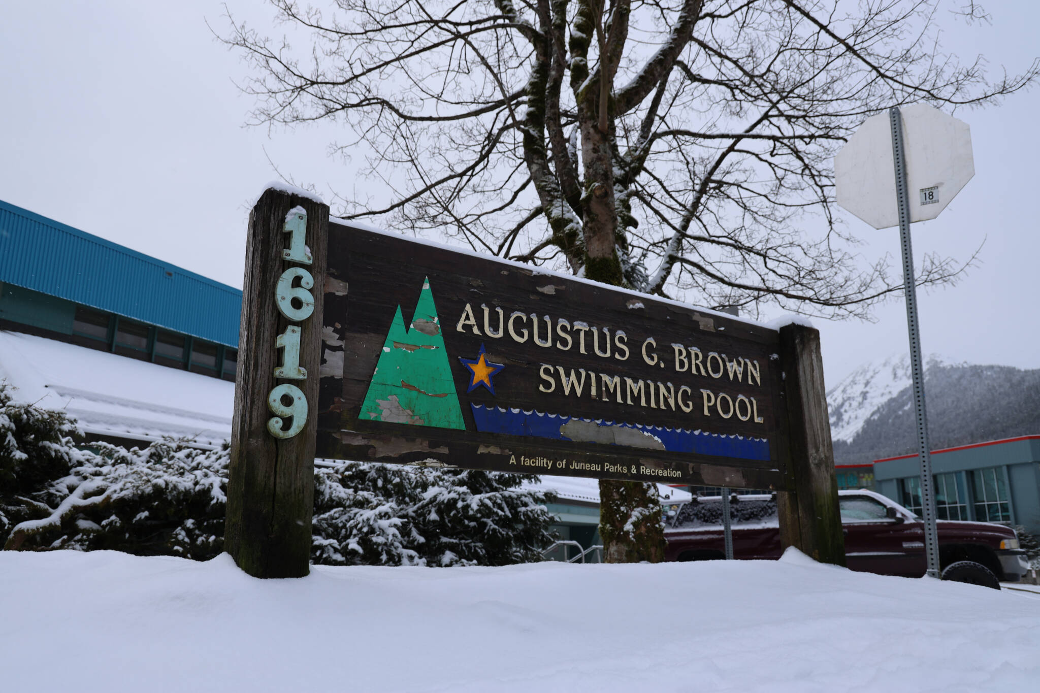 The Augustus Brown Pool is planned to close on April 3 of this year and will remain closed until early 2024 to undergo $8 million in renovations. (Clarise Larson / Juneau Empire)