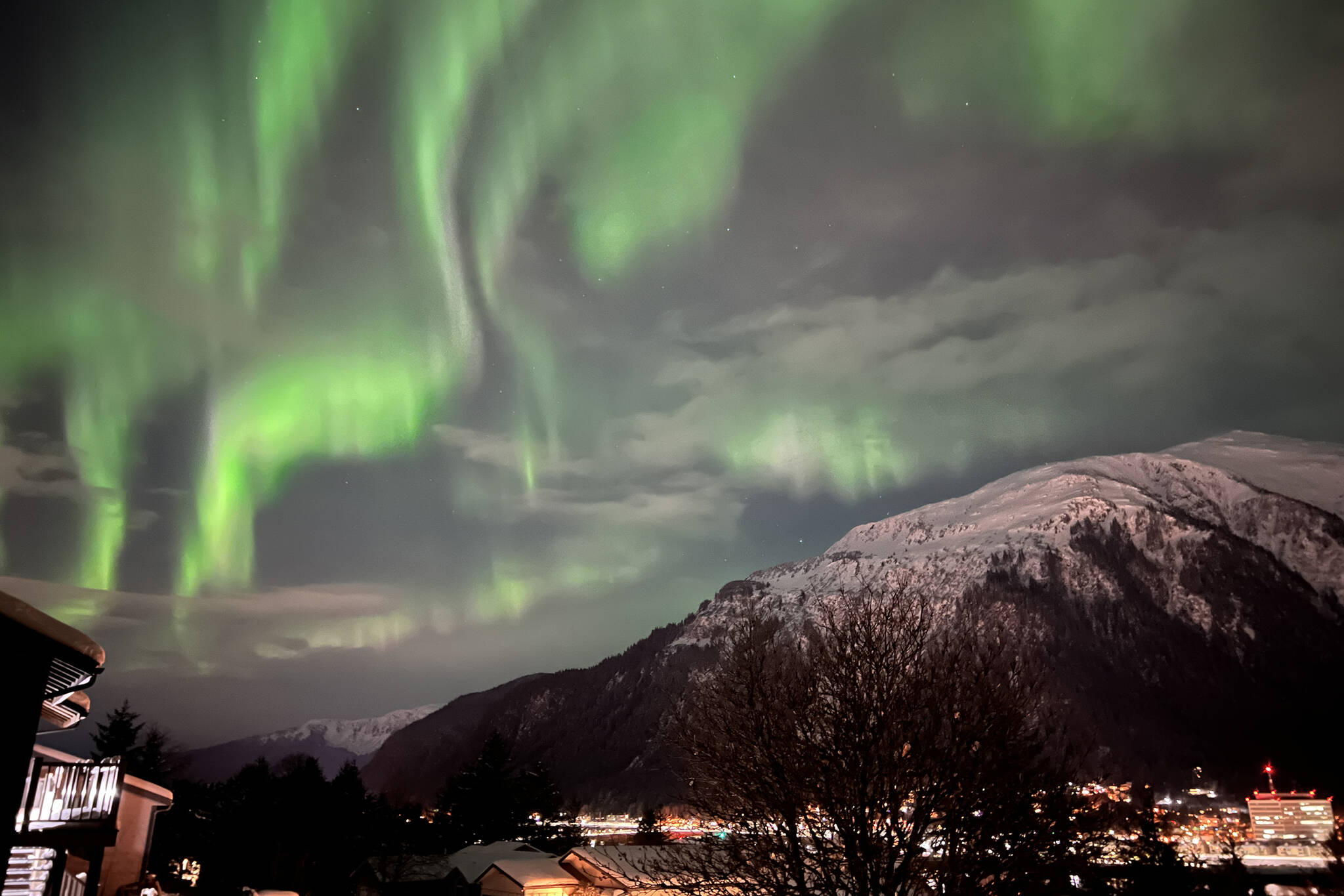 This photo shows the aurora borealis as seen from West Juneau on Feb. 26. (Courtesy Photo / Christy Newell)