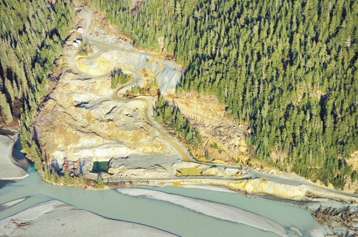Heavy metals run out of the Tulsequah Chief mine opening and down to holding ponds next to the Tulsequah River Wednesday, Oct. 8, 2008. (Michael Penn / Juneau Empire file)