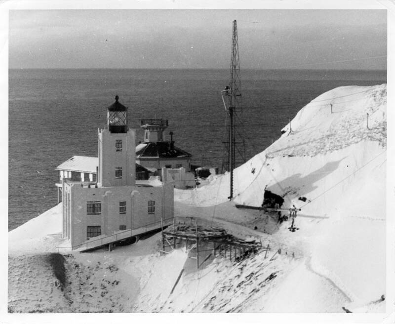 NOAA/NGDC, Coast Guard 
Scotch Cap Lighthouse, on the southwest shore of Unimak Island, before the giant wave of April 1, 1946.