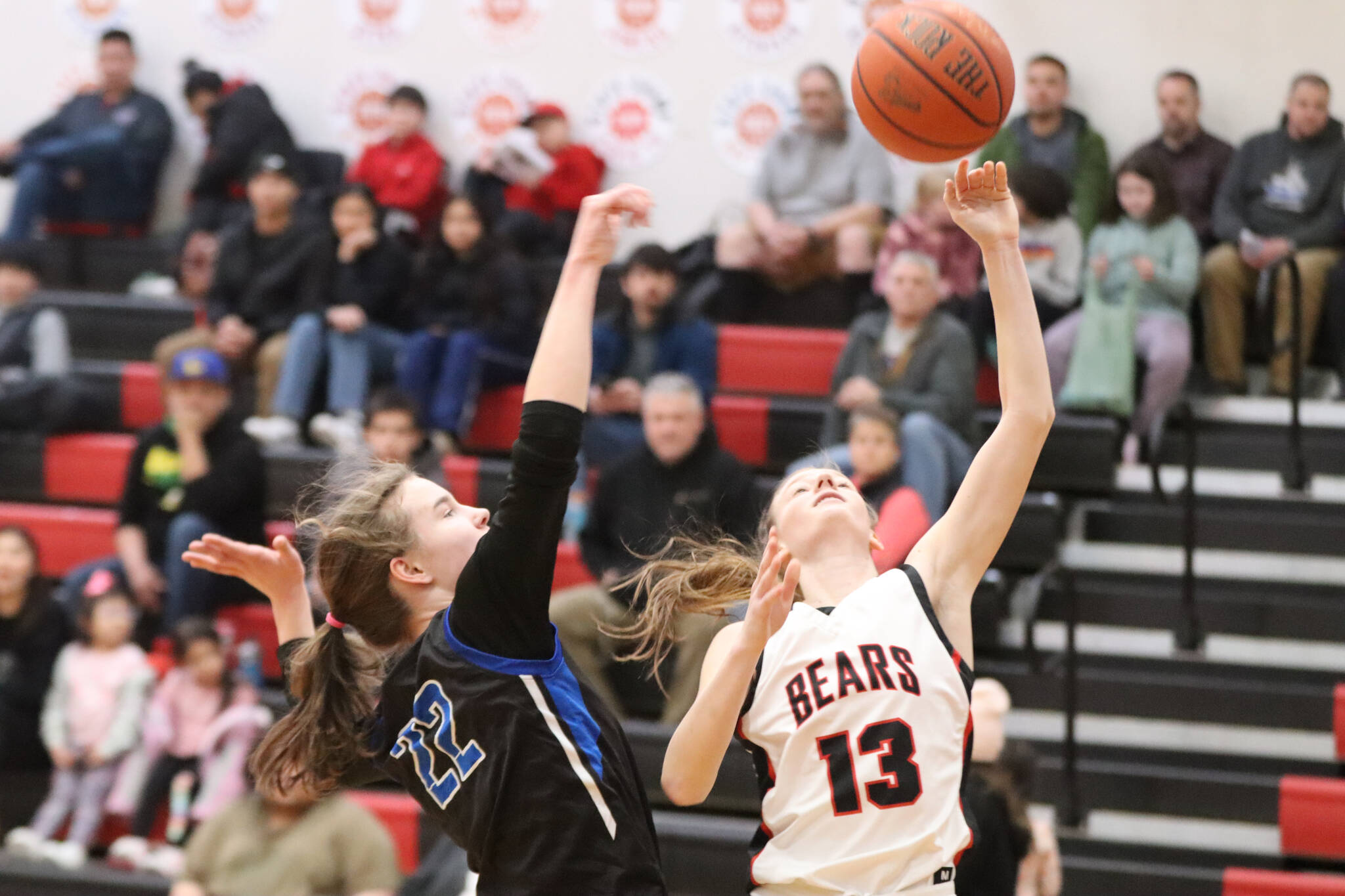 Skylar Tuckwood shoots an easy shot against TMHS on Thursday, March 2, during the Region V tournament at JDHS. Tuckwood finished the game with a total of 12 points. (Jonson Kuhn / Juneau Empire file )
