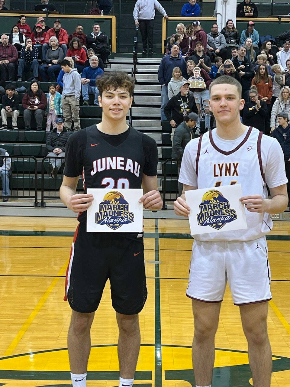 Courtesy Photo / Robert Casperson 
JDHS senior Orion Dybdahl and Dimond senior Maguire Hamey earn Player of the Game honors for each of their schools. Dybdahl finished the game with a total of 14 points and Hamey with 8 points.