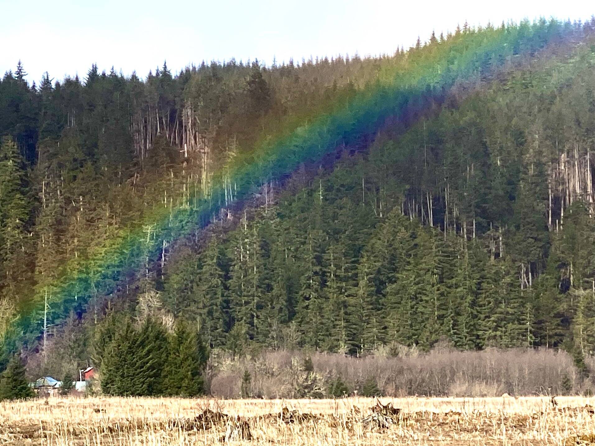 A rainbow appears over Engineers Cutoff Road. (Courtesy Photo / Denise Carroll)