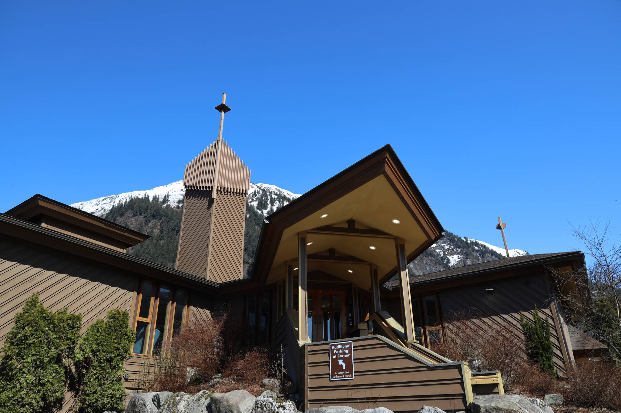 This photo shows Resurrection Lutheran Church which provides a warming shelter to Juneau patrons during the winter months. The shelter is set to close for the season following Sunday night, and on Monday, the City and Borough of Juneau’s seasonal campground, the Mill Campground will open. (Clarise Larson / Juneau Empire)